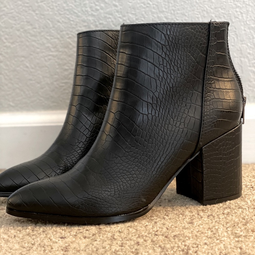 Black Croc Booties